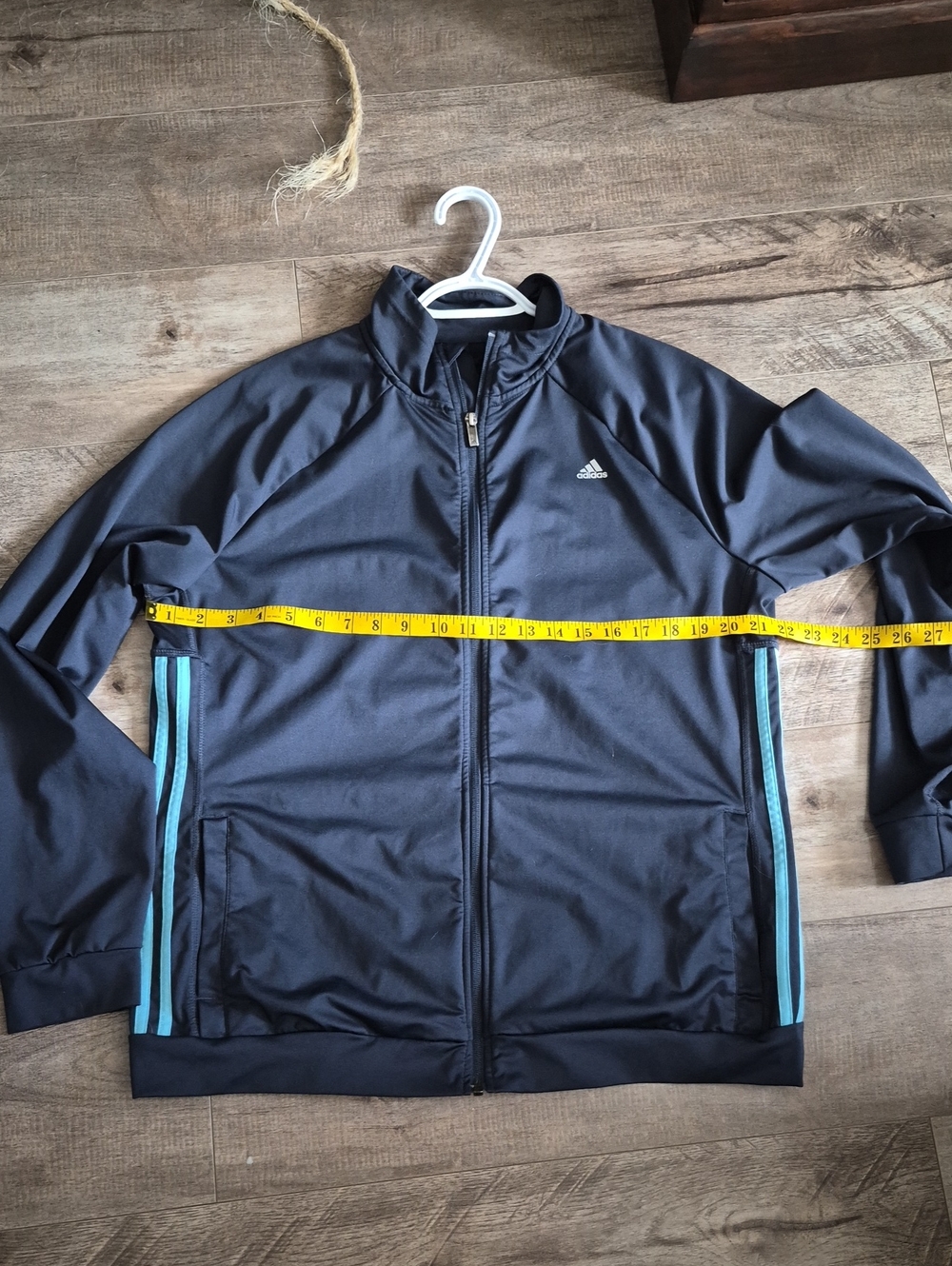 adidas Men's Dark Blue Performance Jacket with Light Blue Stripes